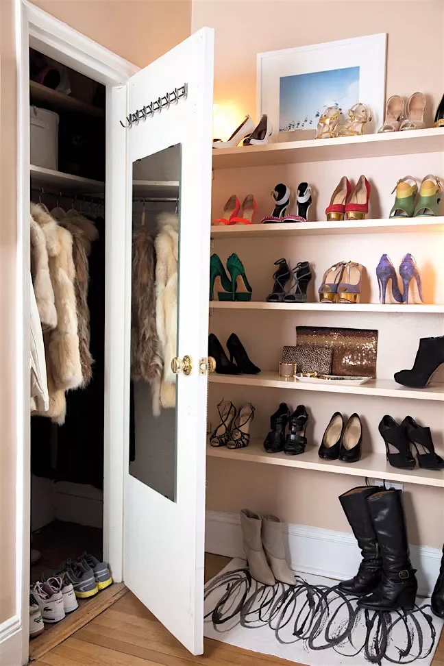 27 Brilliant Small Closet Organization Ideas That Actually Work Hang a Mirror on the Door