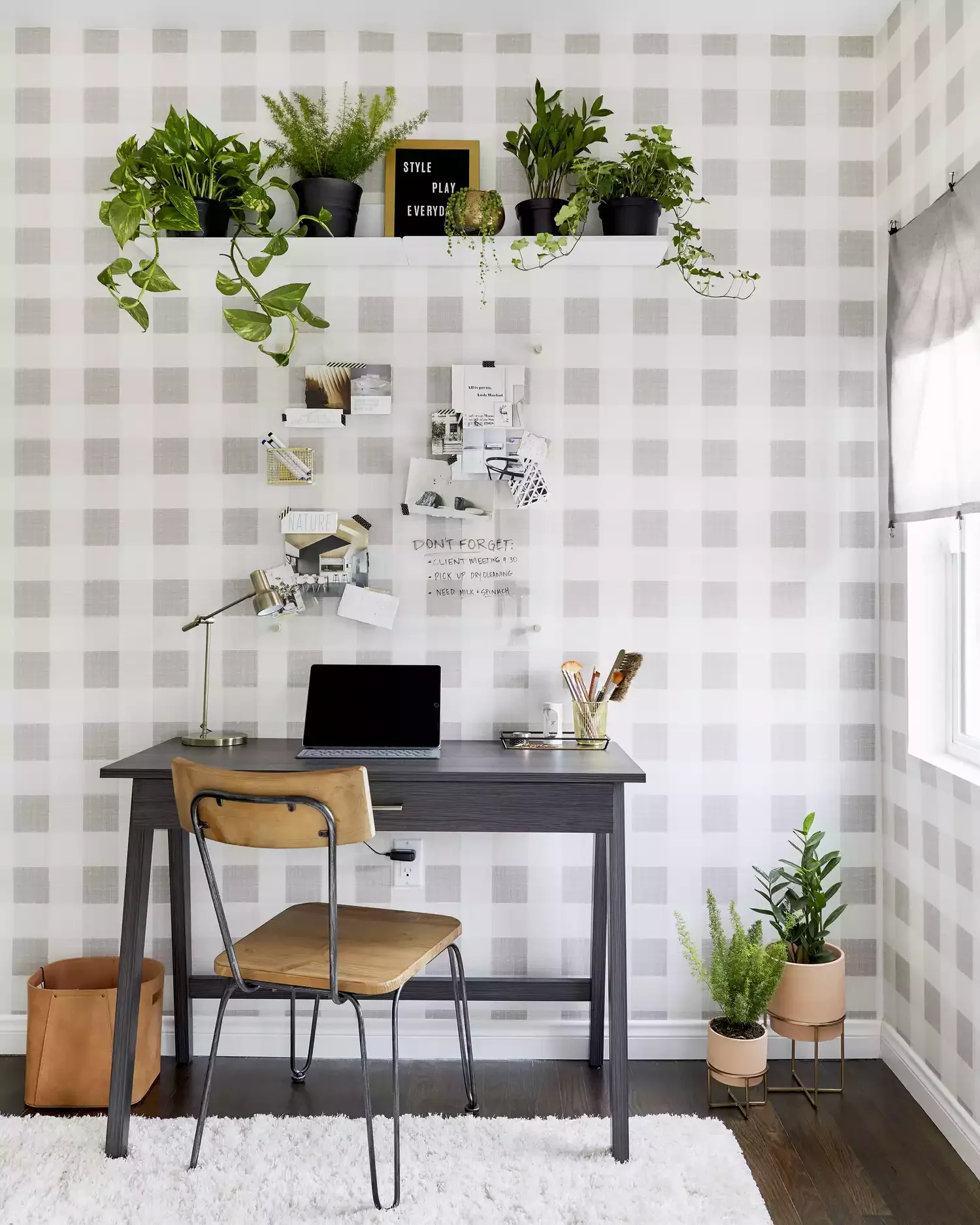 45 Creative Home Office Decorating Ideas That Transform Your Workspace Hang a Plant Shelf