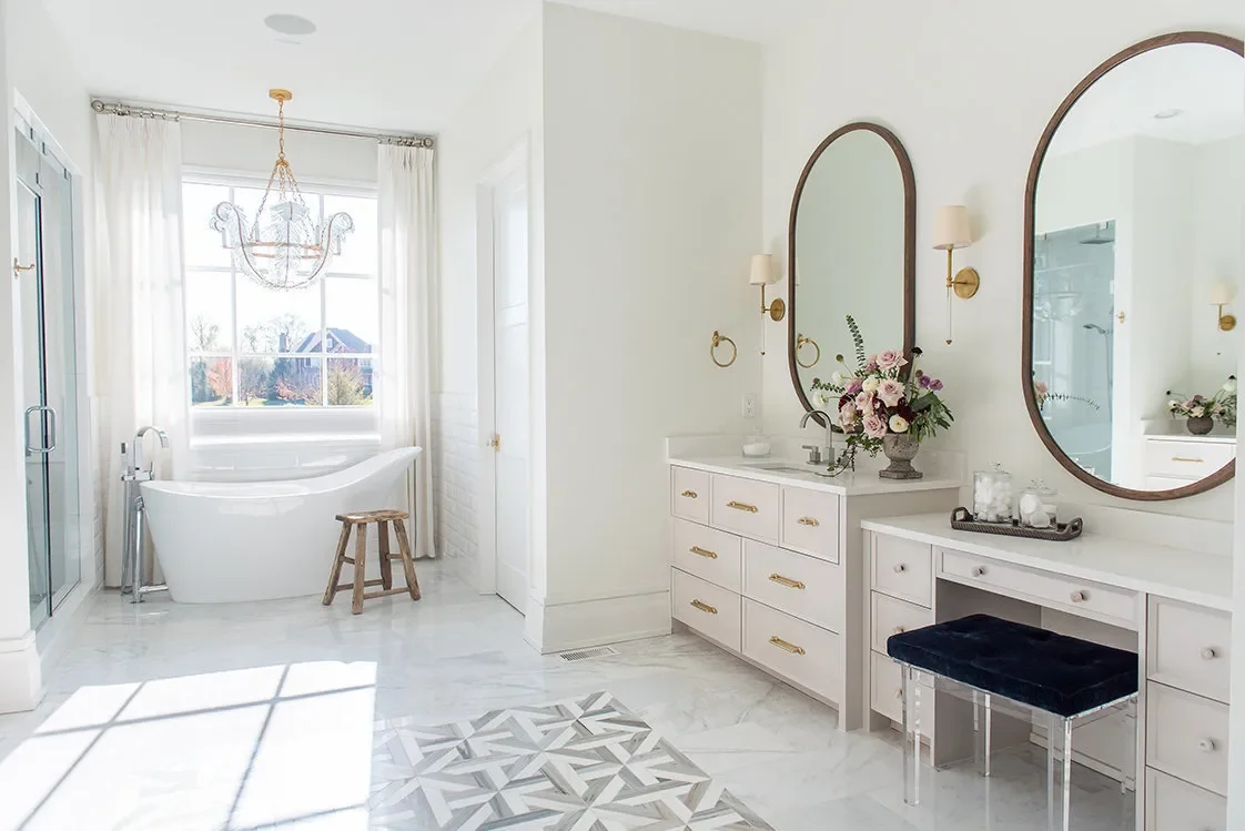49 Stunning Primary Bathroom Ideas That Will Transform Your Space 30 Hang a Romantic Chandelier