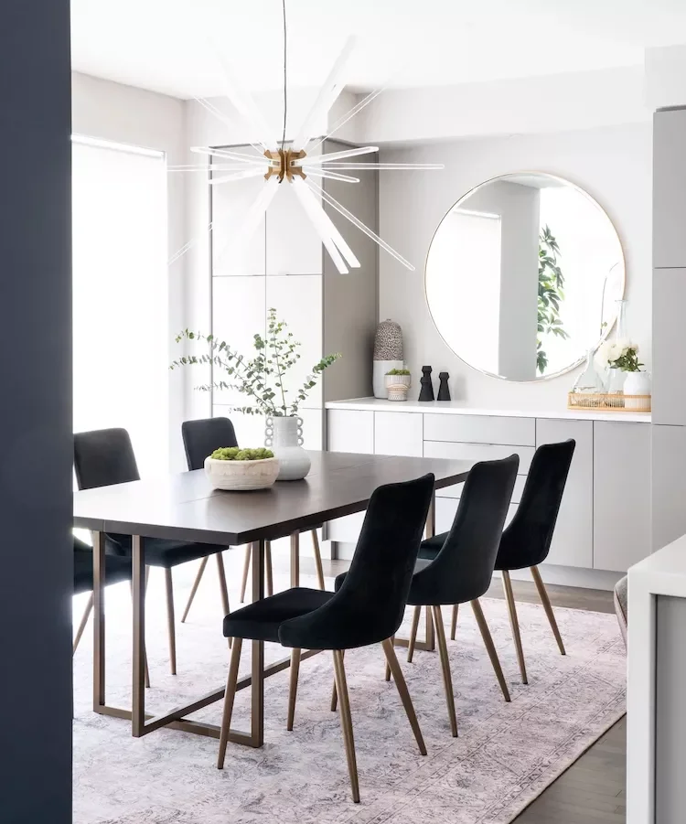 98 Stunning Dining Room Ideas to Transform Your Entertainment Space Hang a Round Mirror