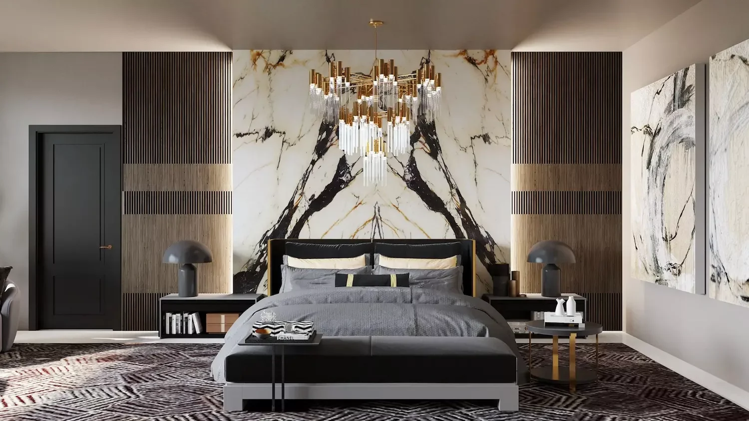 32 Bold Maximalist Bedroom Ideas for Design Lovers Who Embrace the More-Is-More Philosophy 20 Hang a Statement Chandelier
