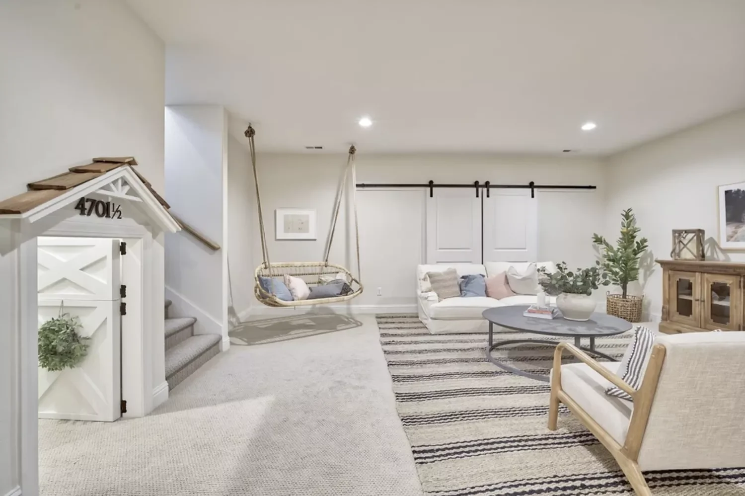 76 Brilliant Finished Basement Design Ideas That Actually Work Hang a Swing