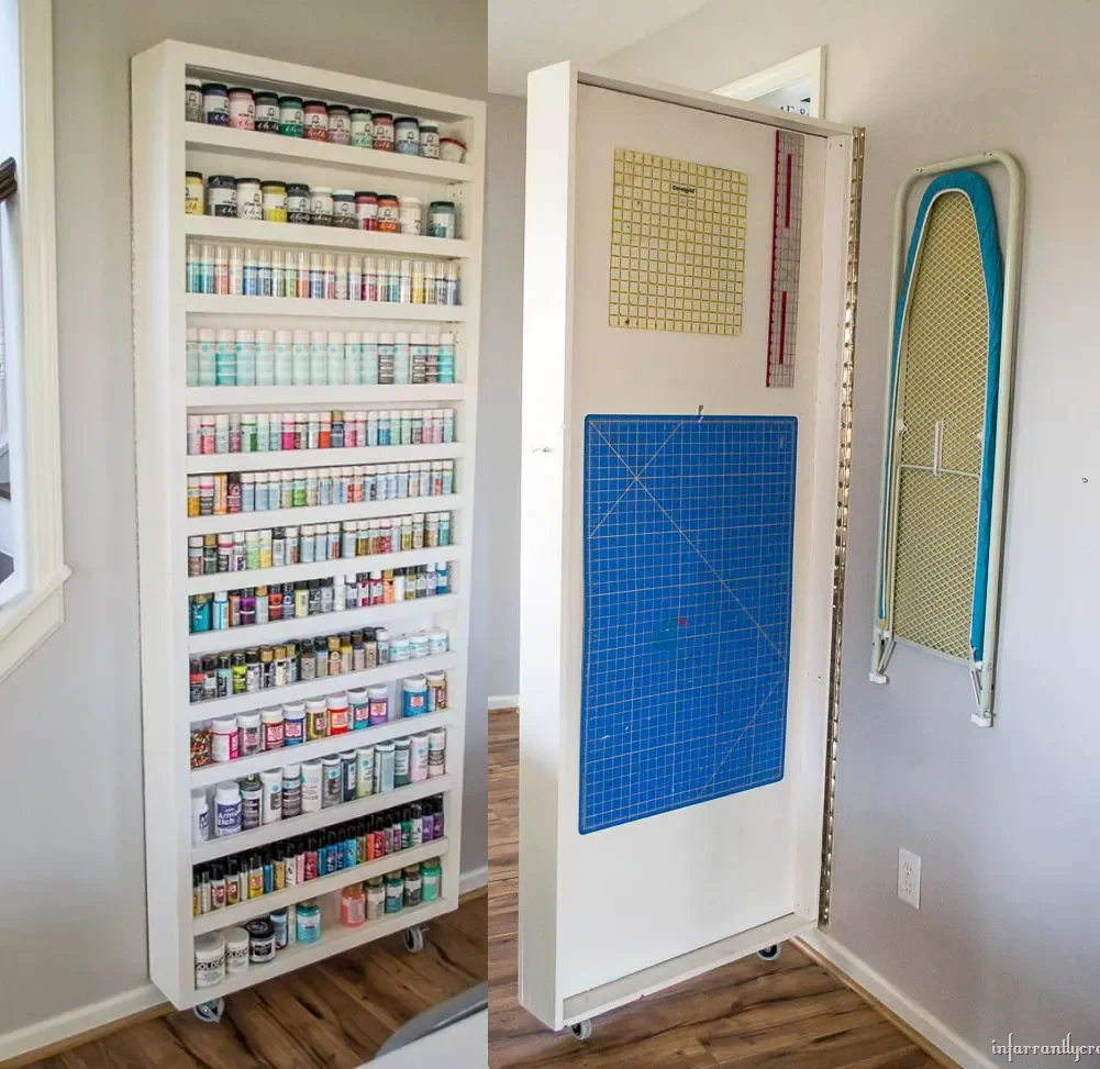 15 Brilliant Ways to Organize Your Craft Room Like a Pro Hang a Swinging Storage Unit