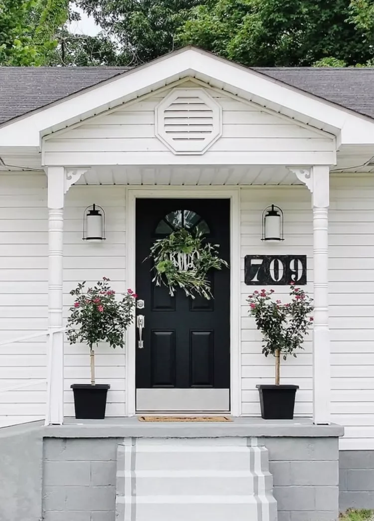 47 Stunning Small Front Porch Ideas That Transform Your Home's Curb Appeal 30 Hang a Vintage Number Plate