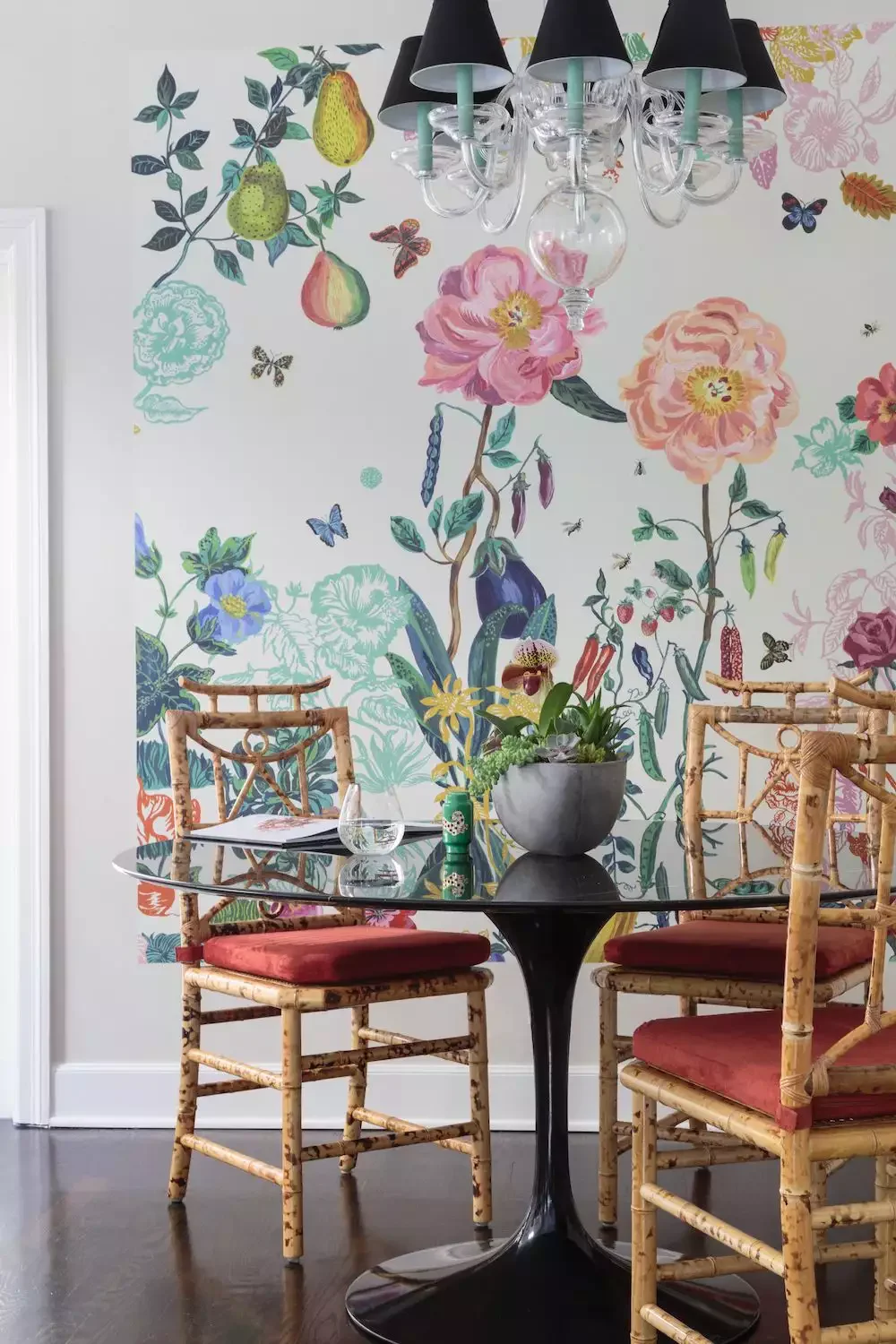 21 Stunning Dining Room Accent Wall Ideas That'll Transform Your Space Hang a Wallpaper Panel
