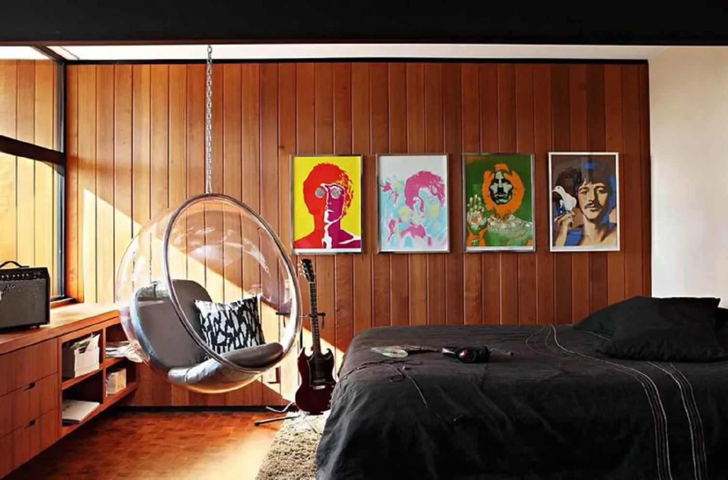 27 Stunning Midcentury Modern Bedroom Ideas That Will Transform Your Space 26 Hanging Bubble Chair