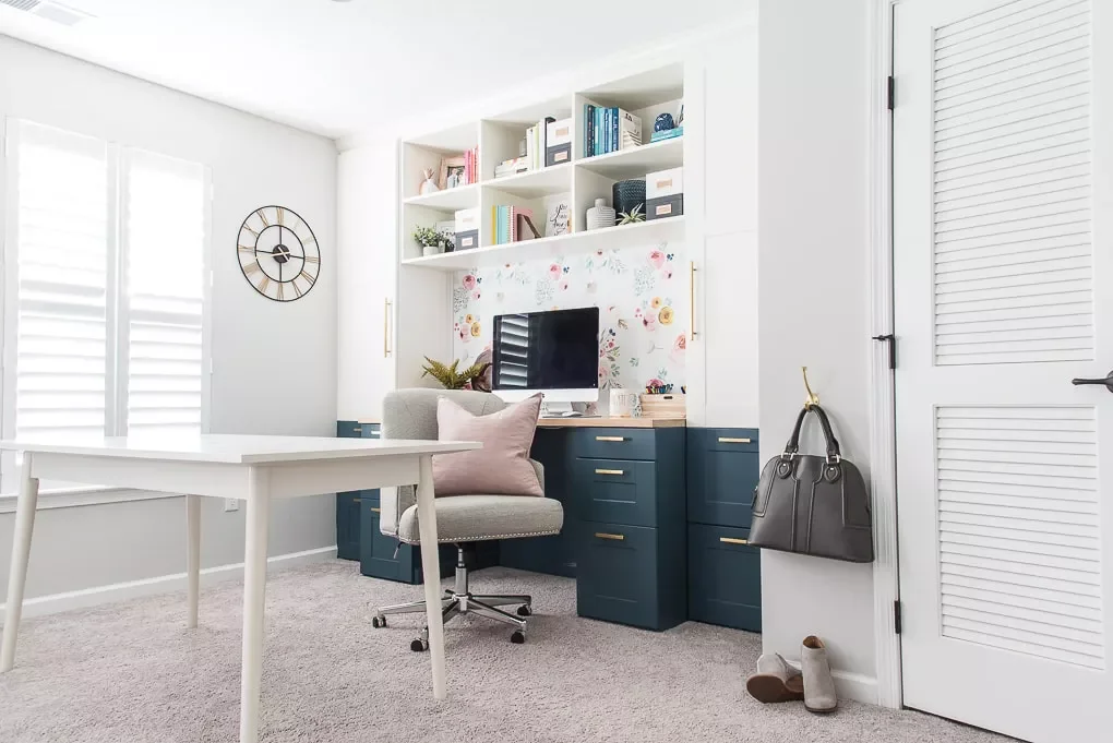 30 Creative Home Office Shelving Solutions to Transform Your Workspace Have Fun With Patterned Wallpaper