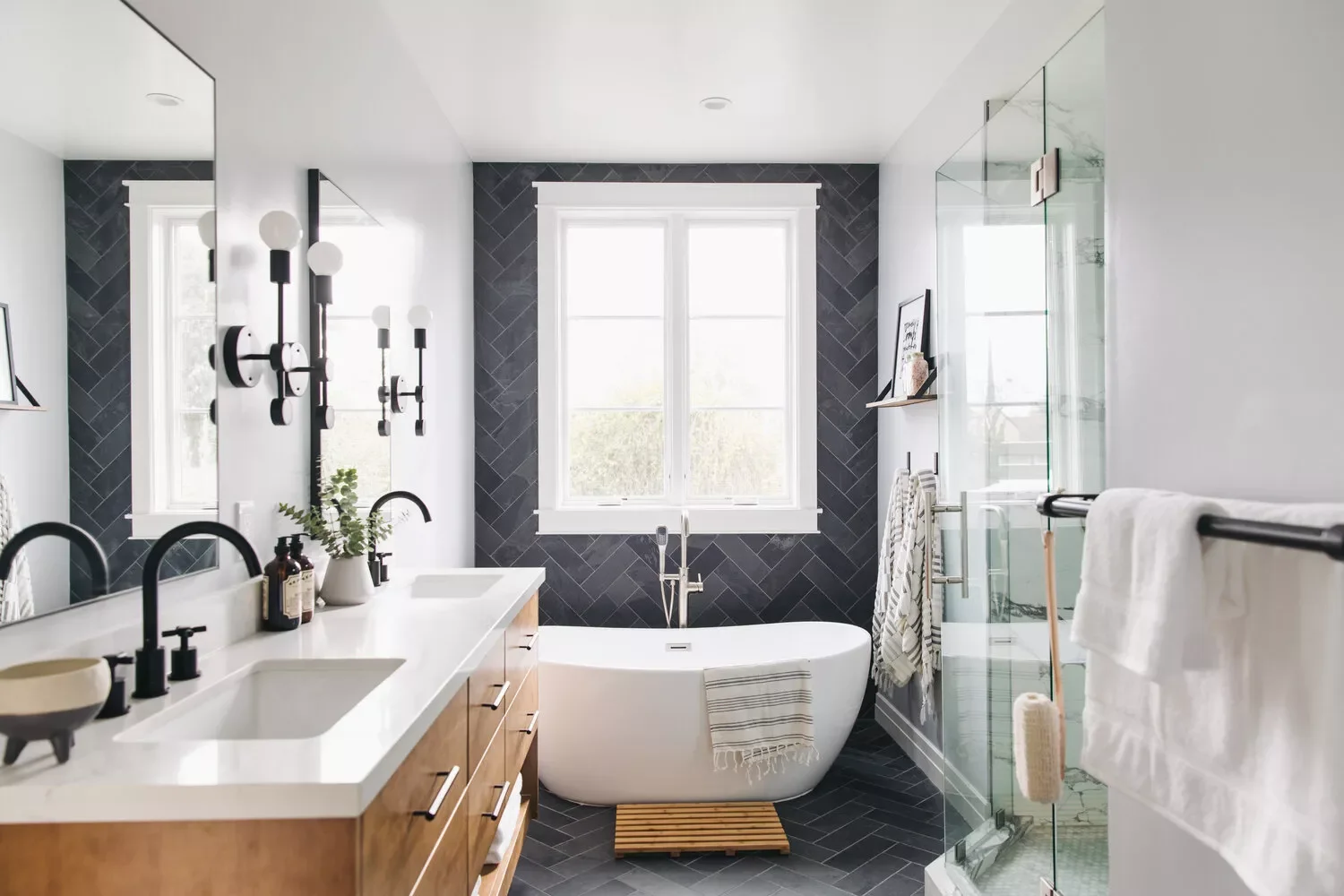 44 Bathroom Accent Wall Ideas That Completely Transform Herringbone Wall Tile