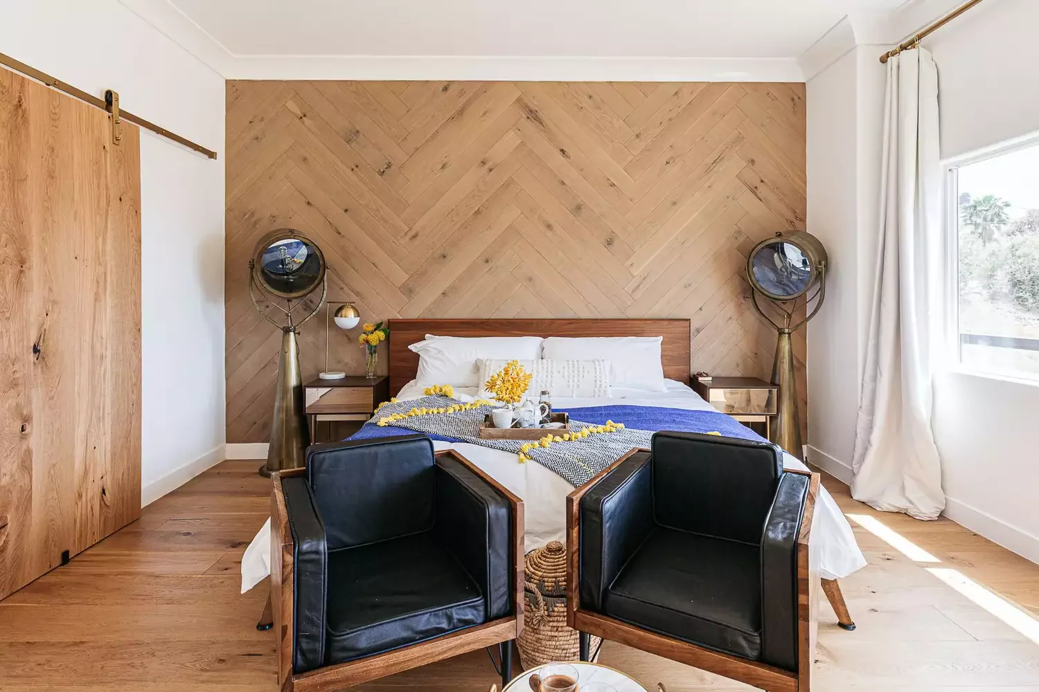 50 Fresh Wood Accent Wall Ideas That Feel Perfectly Modern 22 Herringbone Wood Bed Wall