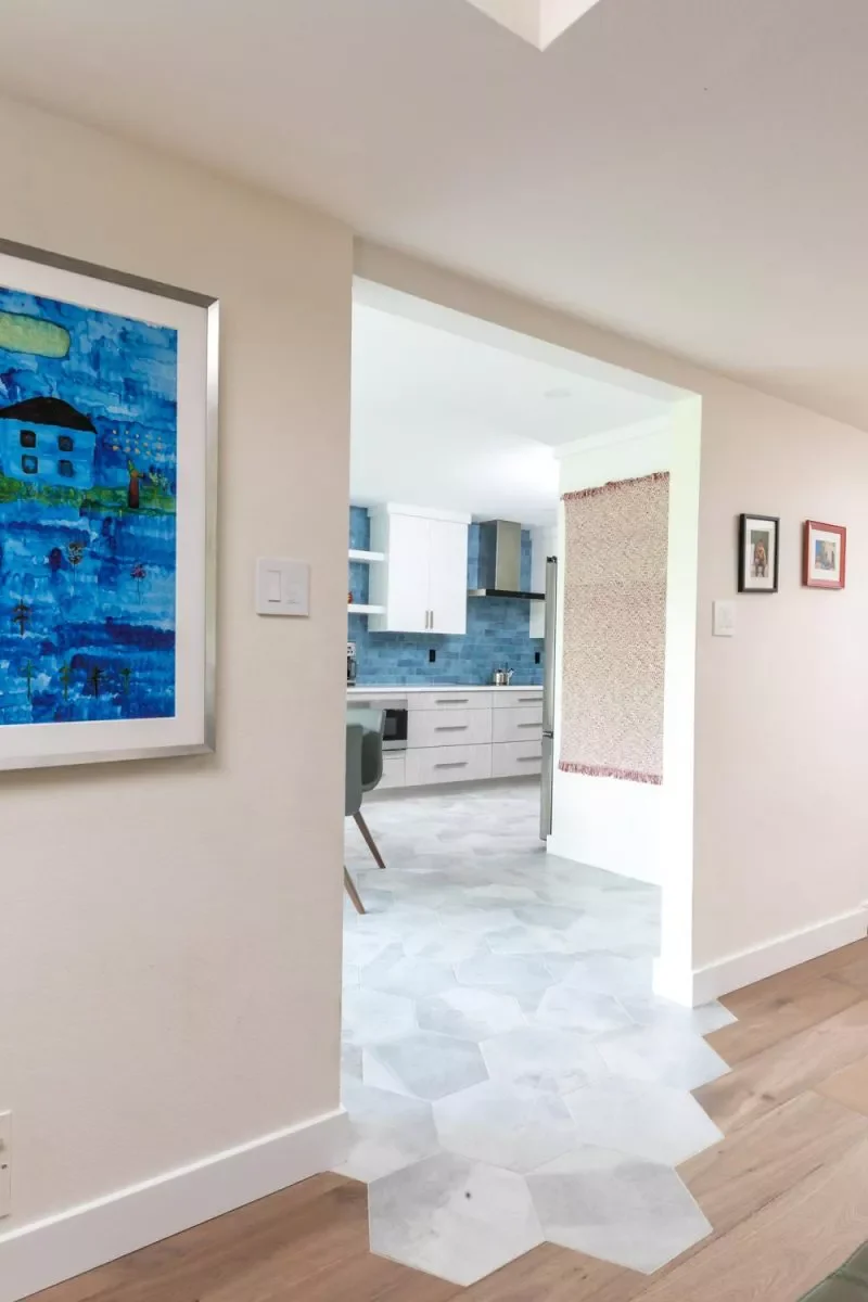 12 Stunning Ways to Transition From Kitchen Tile to Wood Flooring Hexagon Tiles