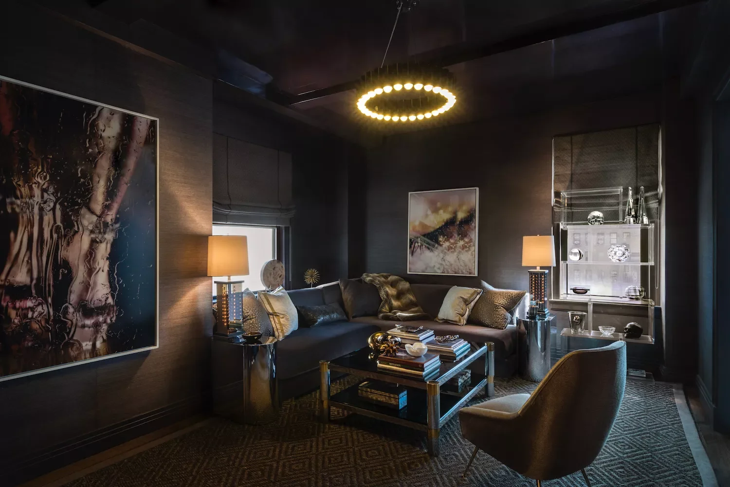 39 Bold Black Living Room Ideas That Will Transform Your Space Into Something Extraordinary 3 High-Gloss Black Ceiling
