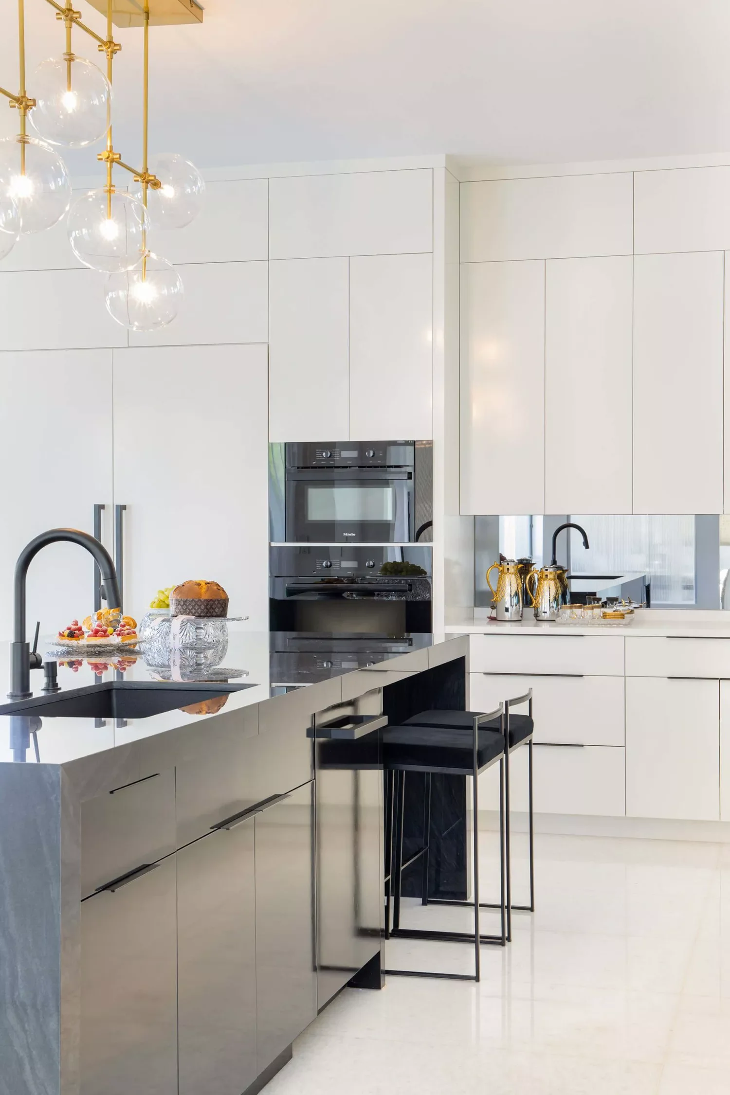 59 Timeless White Kitchen Design Ideas That Never Go Out of Style High-Gloss White Cabinets