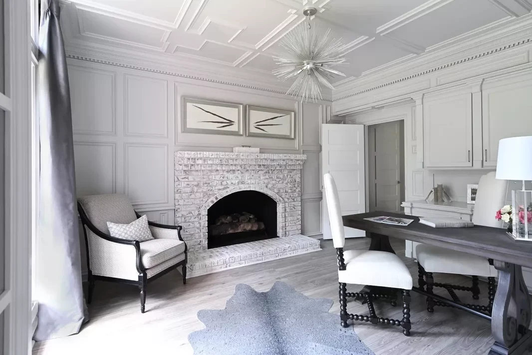 42 Stunning White Brick Fireplace Ideas That Will Transform Your Living Space 37 Home Office Fireplace