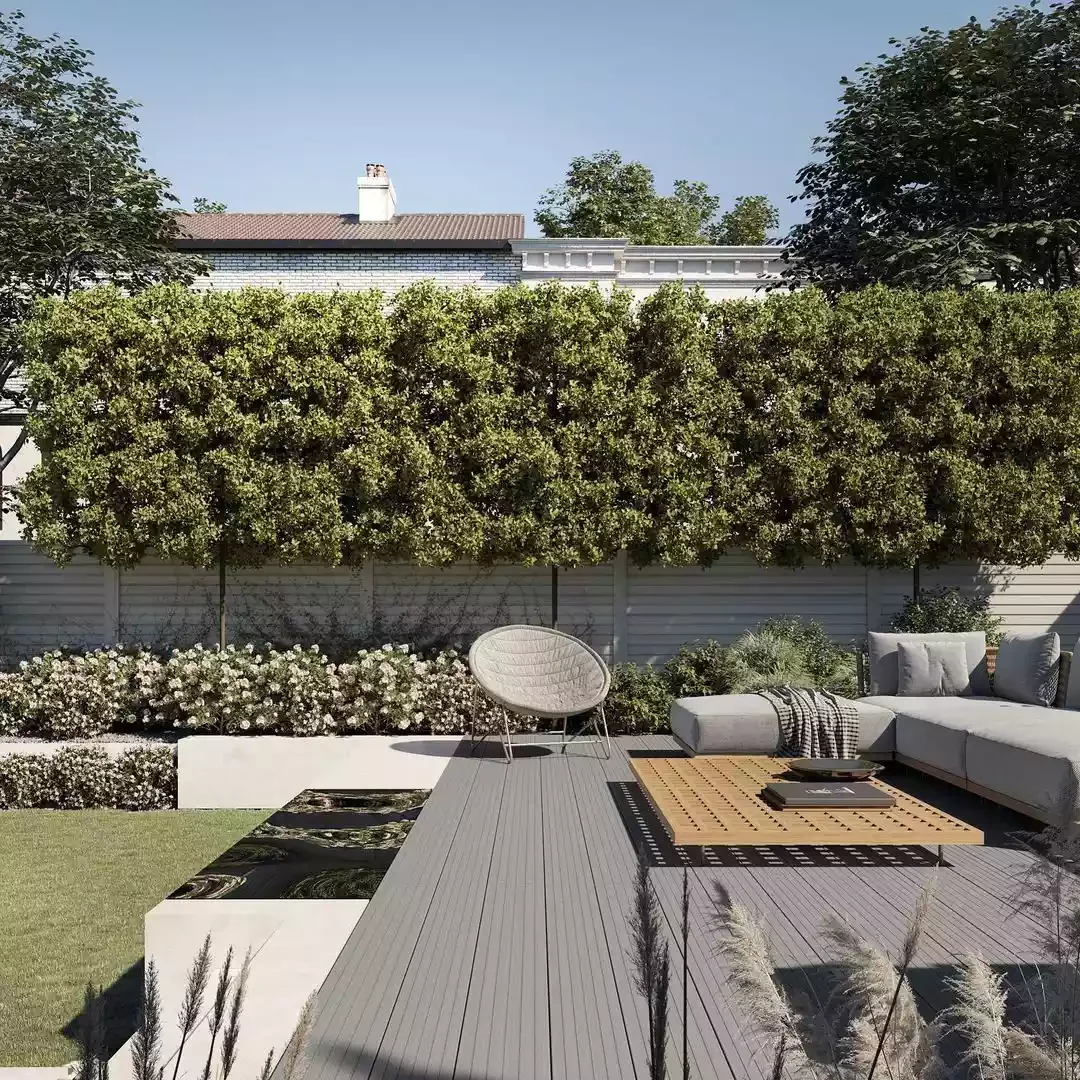 17 Stylish Horizontal Fence Designs That Will Transform Your Outdoor Privacy Horizontal Fence With Tall Hedges