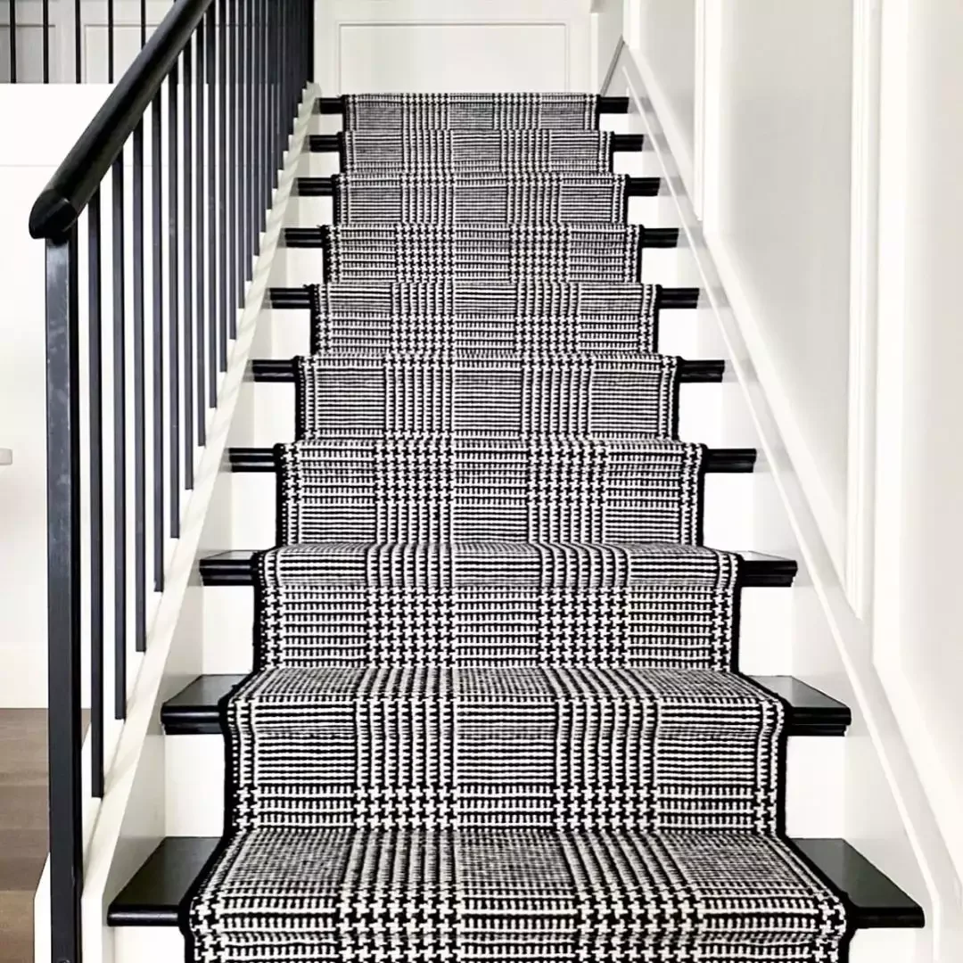 29 Stunning Staircase Design Ideas to Transform Your Home's Interior 22 Houndstooth Stair Runner