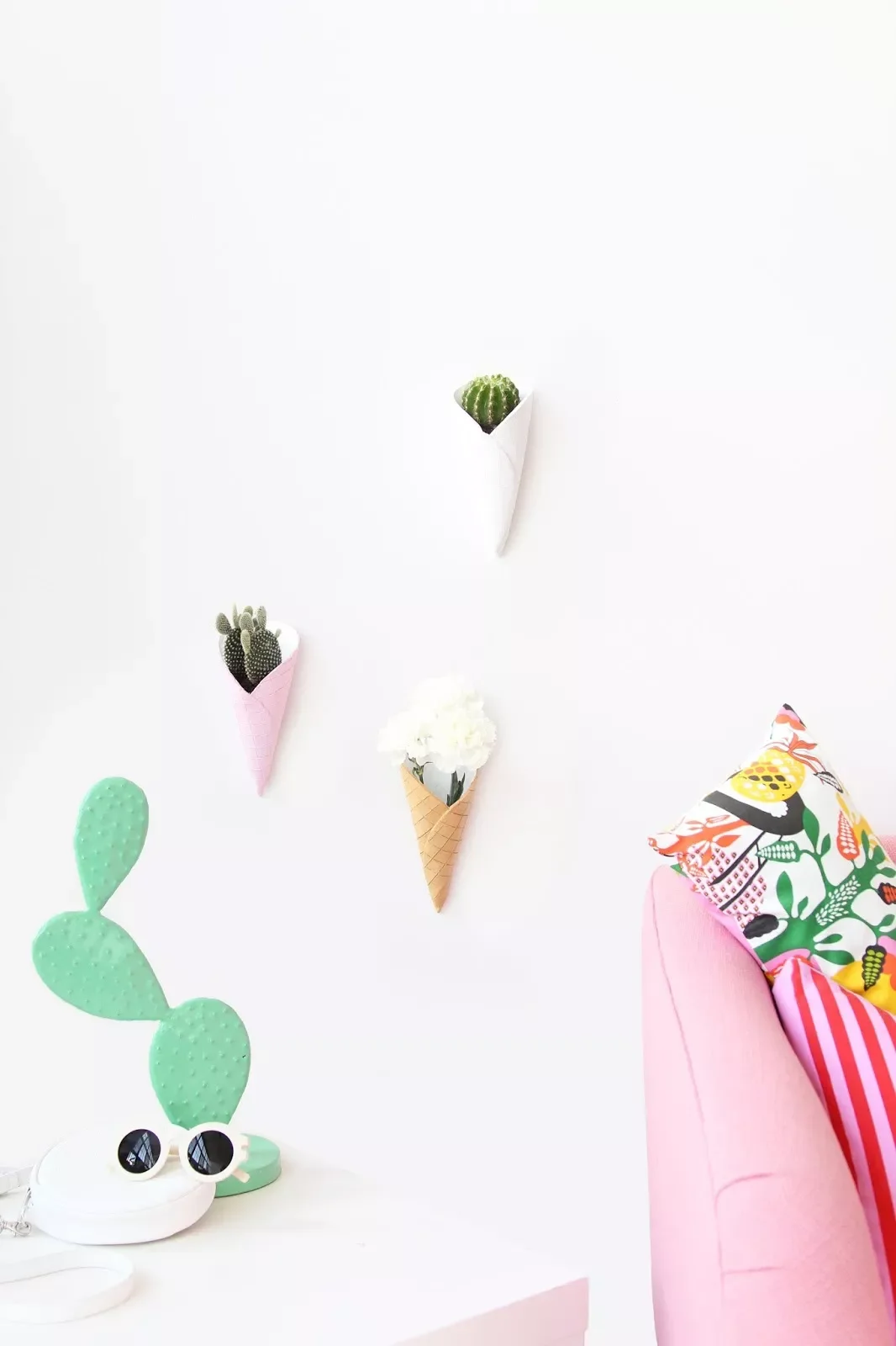 30 Creative DIY Wall Planter Projects to Transform Your Space Ice Cream Cone Wall Planters