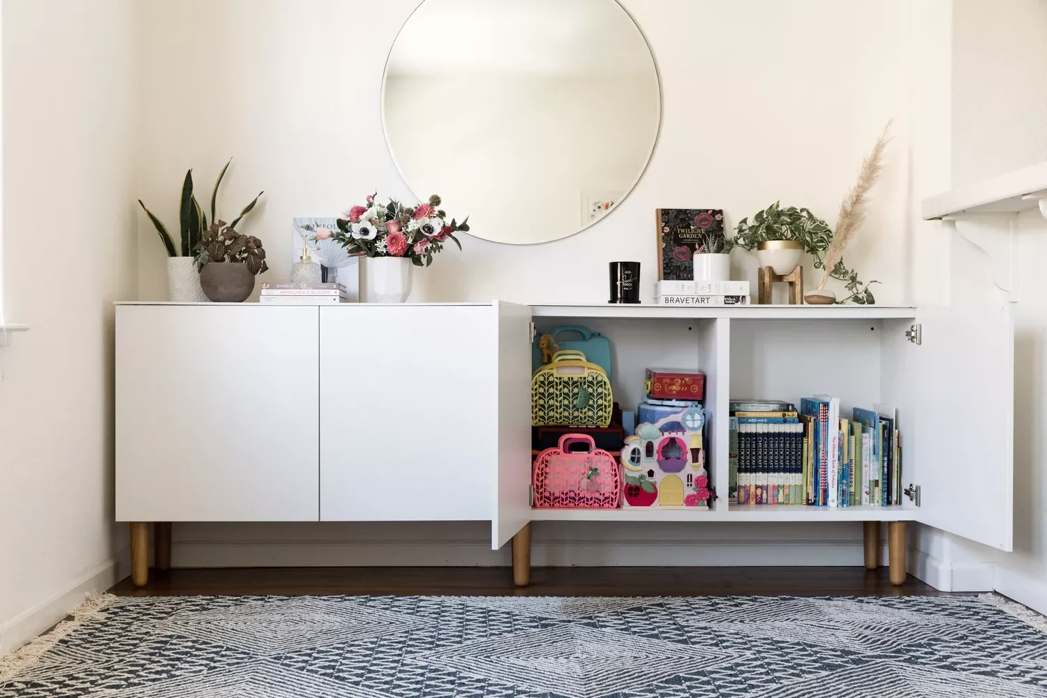 36 Clever Hidden Toy Storage Solutions That Keep Your Living Room Stylish In a Sleek Sideboard
