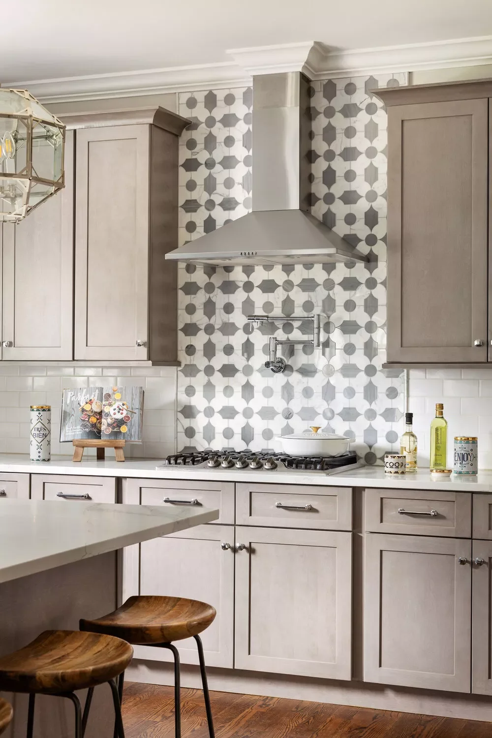 32 Modern Farmhouse Kitchen Ideas That'll Transform Your Cooking Space Include a Bold Backsplash