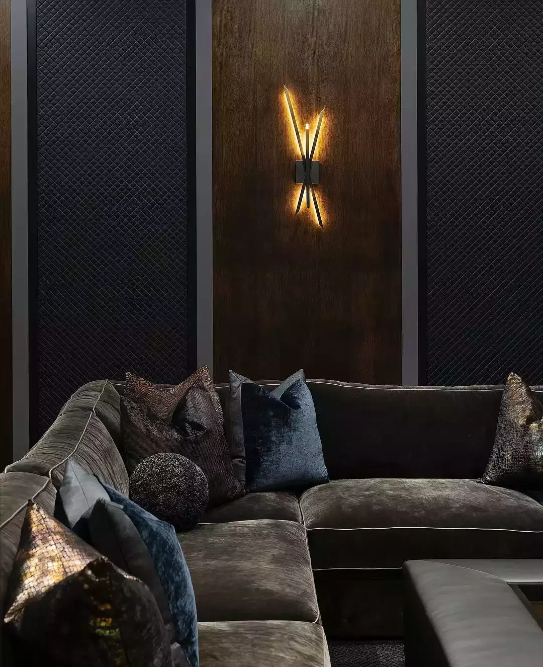 22 Media Room Ideas That Will Transform Your Home Entertainment Space 16 Incorporate Velvet Fabrics