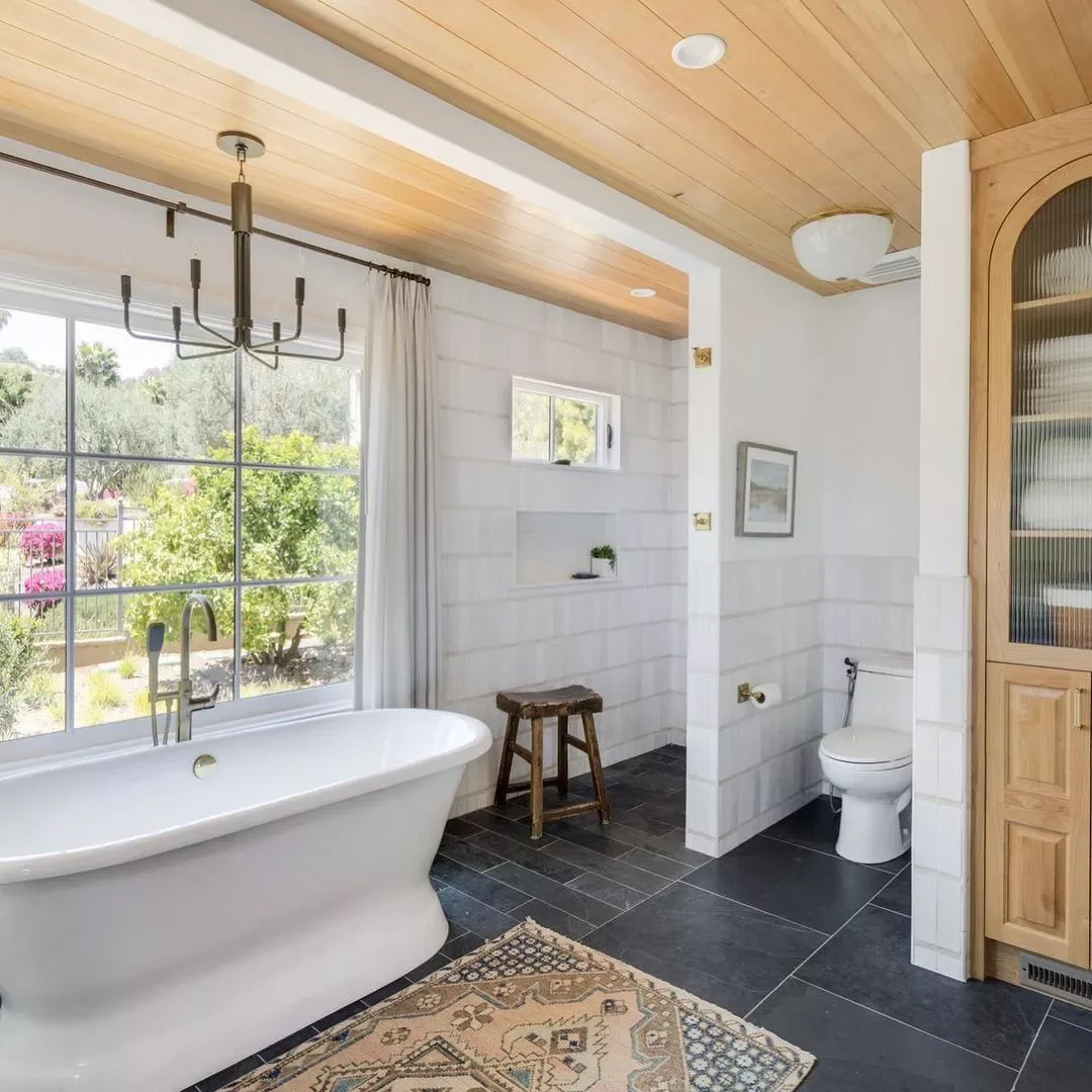 23 Stunning Wood Ceiling Ideas That'll Transform Every Room in Your Home 21 Incorporate a Wood Ceiling in the Bathroom
