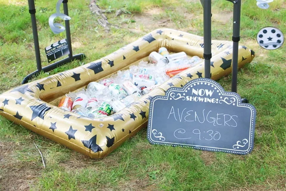 14 Charming Ideas for Creating the Perfect Backyard Movie Experience 14 Inflatable Drink Holder