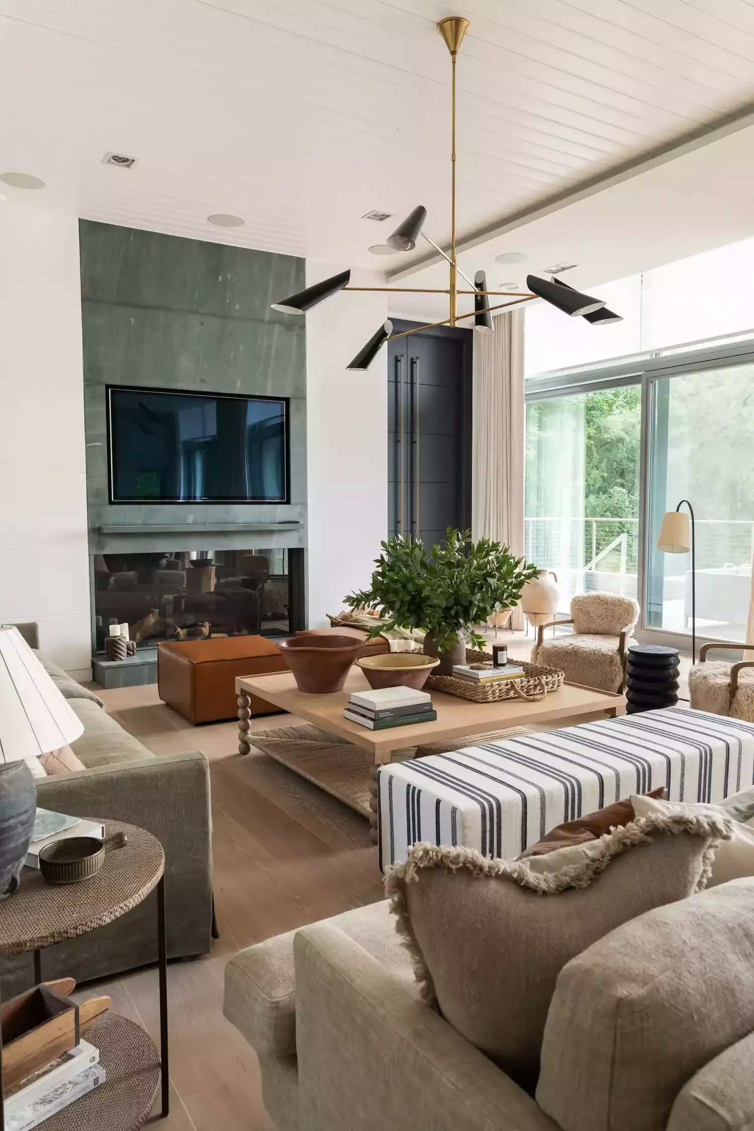 50 Contemporary Fireplace Designs That Will Transform Your Living Space 21 Infuse a Splash of Green