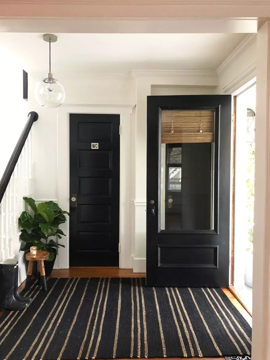 35 Stunning Black Door and White Trim Combinations That Create Perfect High-Contrast Drama 12 Inside-Outside Doors