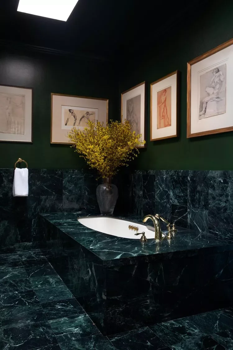 50 Dramatic Dark Bathroom Ideas to Transform Your Space 11 Install Dark Marble