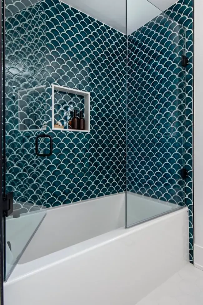 50 Dramatic Dark Bathroom Ideas to Transform Your Space 18 Install Navy Blue Tile Around Your Tub