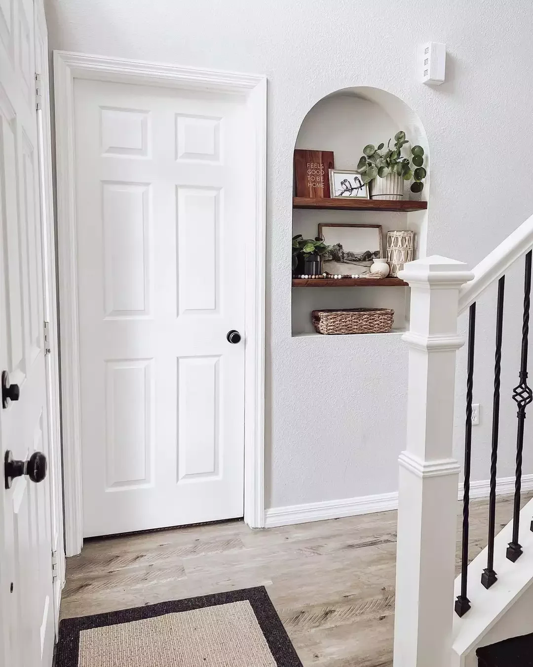 30 Beautiful Modern Farmhouse Entryway Ideas to Create a Stunning First Impression Install Open Shelving