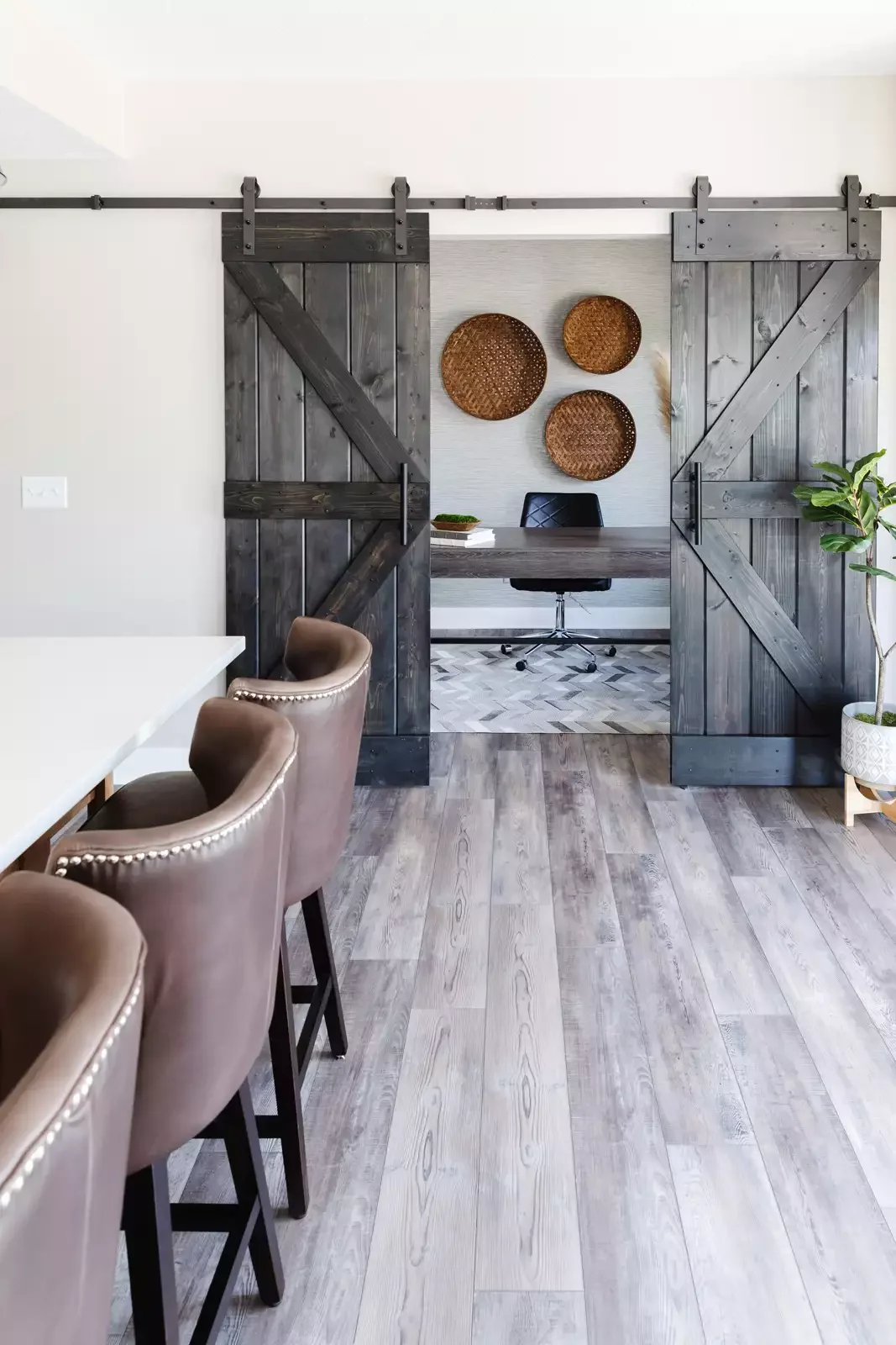 16 Inspiring Basement Office Ideas to Transform Your Underground Space Install Sliding Barn Doors