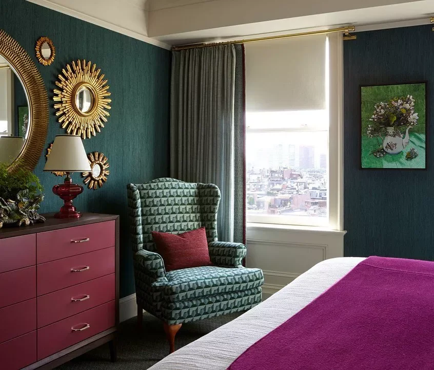 32 Stunning Teal Bedroom Designs That Will Transform Your Space 27 Install Teal Grasscloth