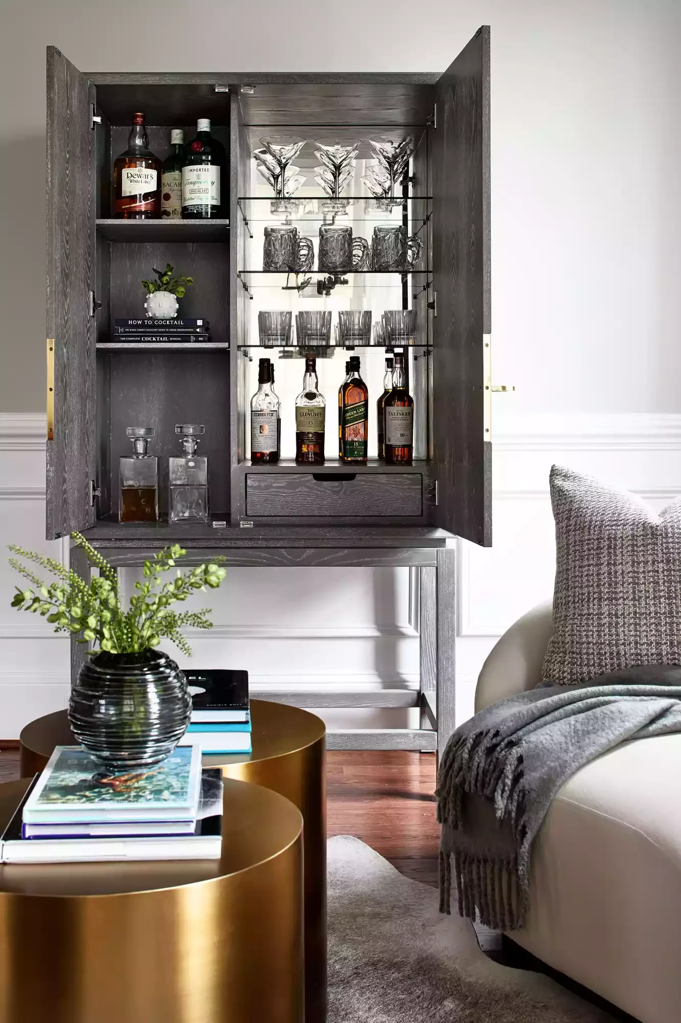 92 Living Room Styling Ideas That Will Transform Your Space Install a Bar Cabinet