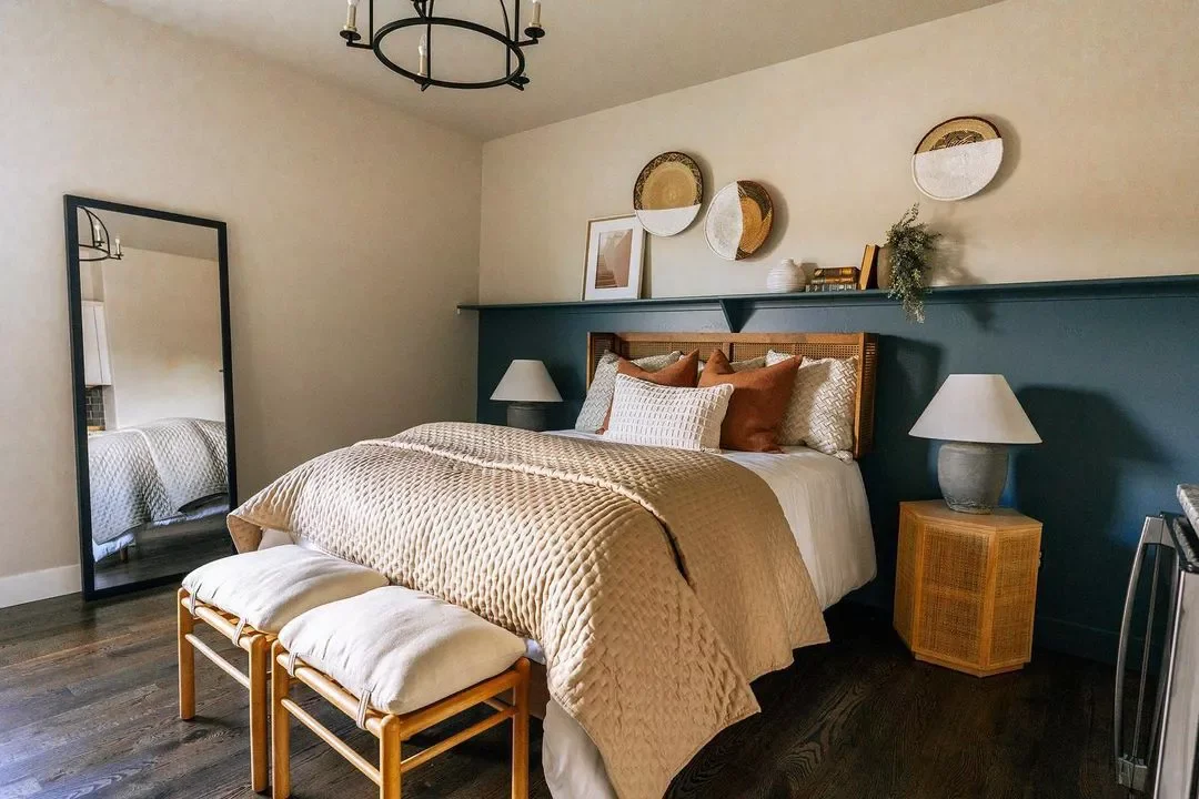25 Bedroom Accent Wall Ideas That Completely Transform Install a Display Shelf