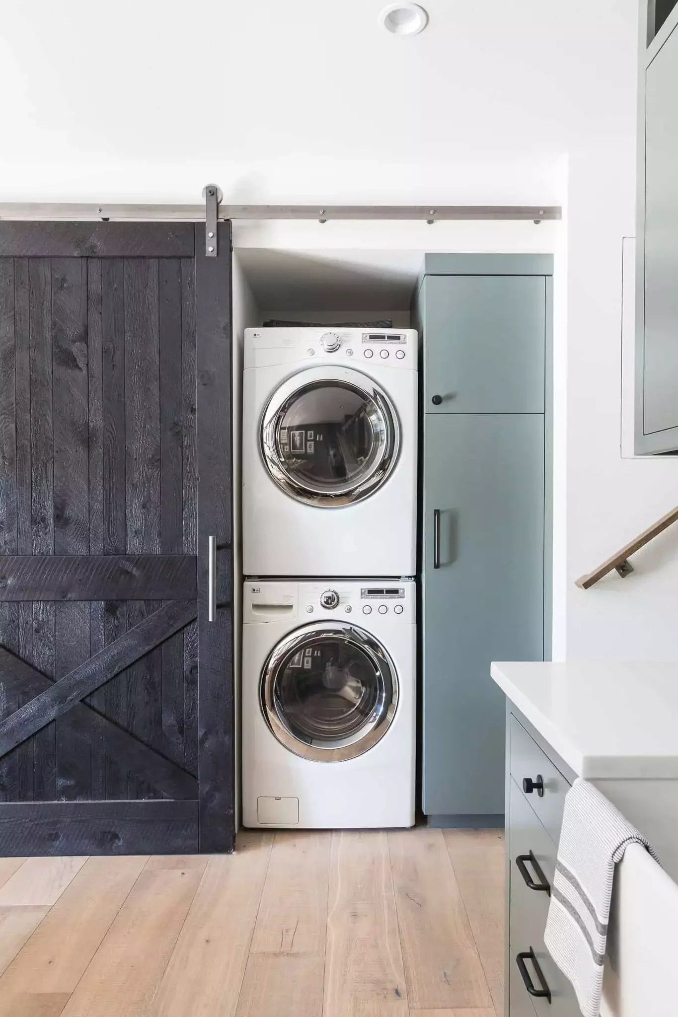 55 Small Laundry Room Ideas That Blend Style With Smart Functionality Install a Laundry Room Barn Door