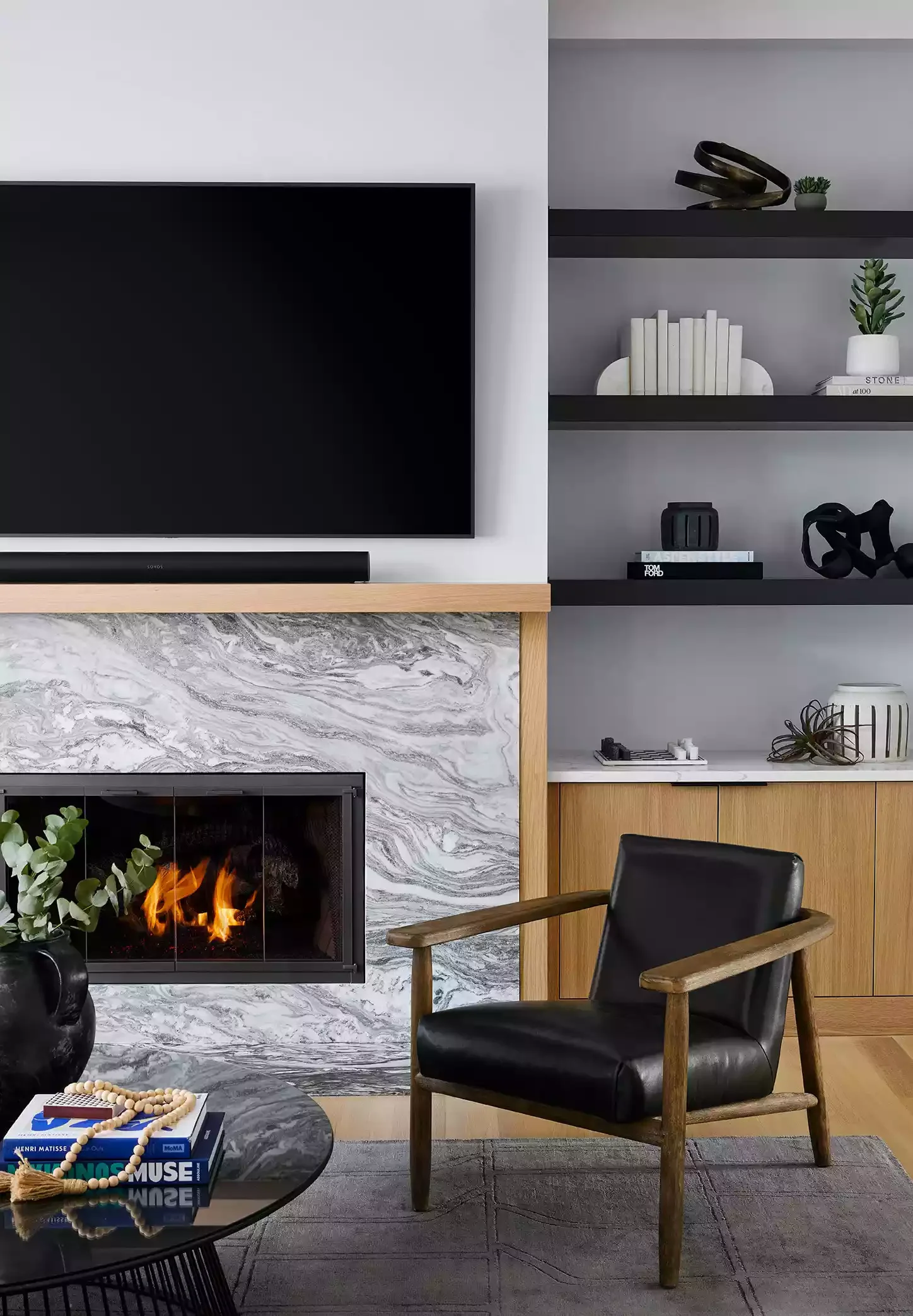 50 Contemporary Fireplace Designs That Will Transform Your Living Space 33 Install a Marble Hearth