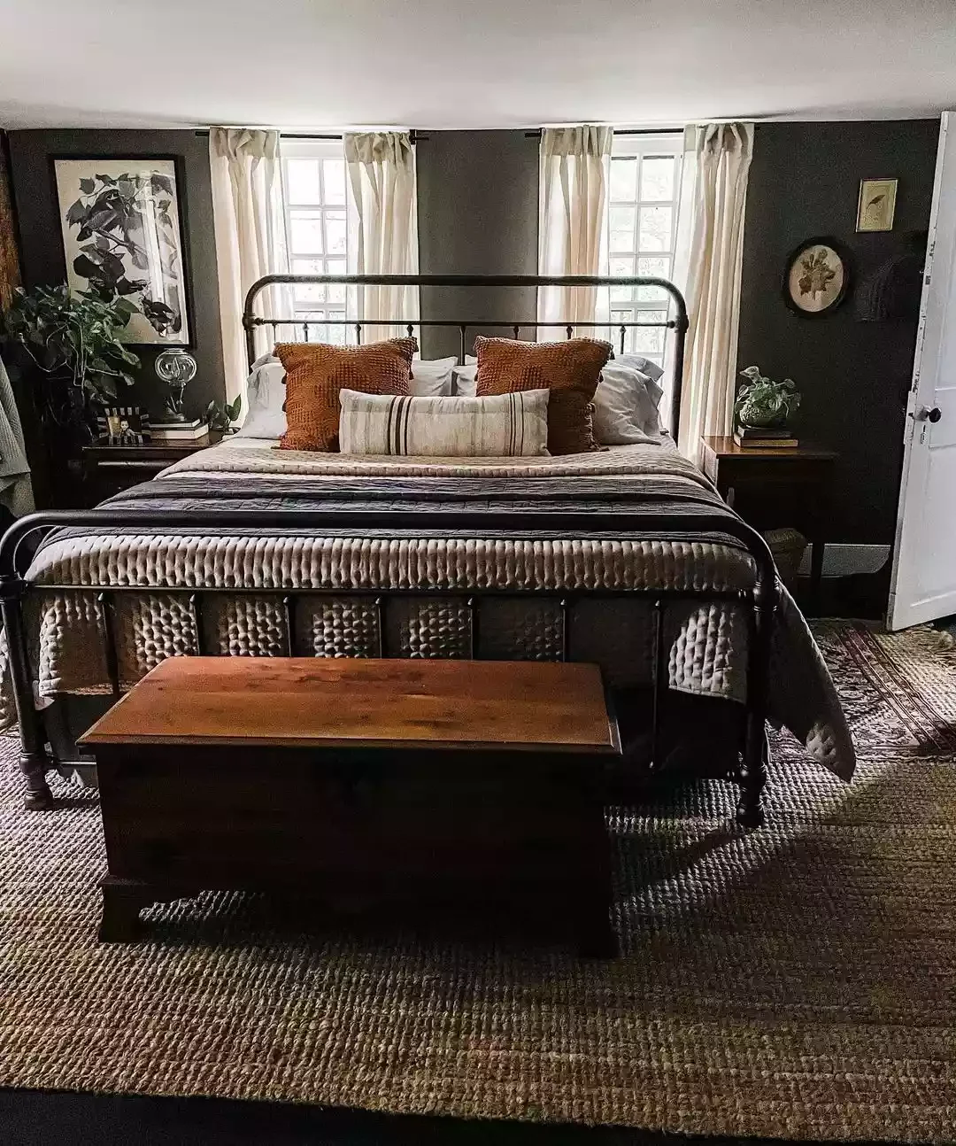 11 Dark Academia Bedroom Designs That Will Transform Your Space 6 Introduce Woven Elements