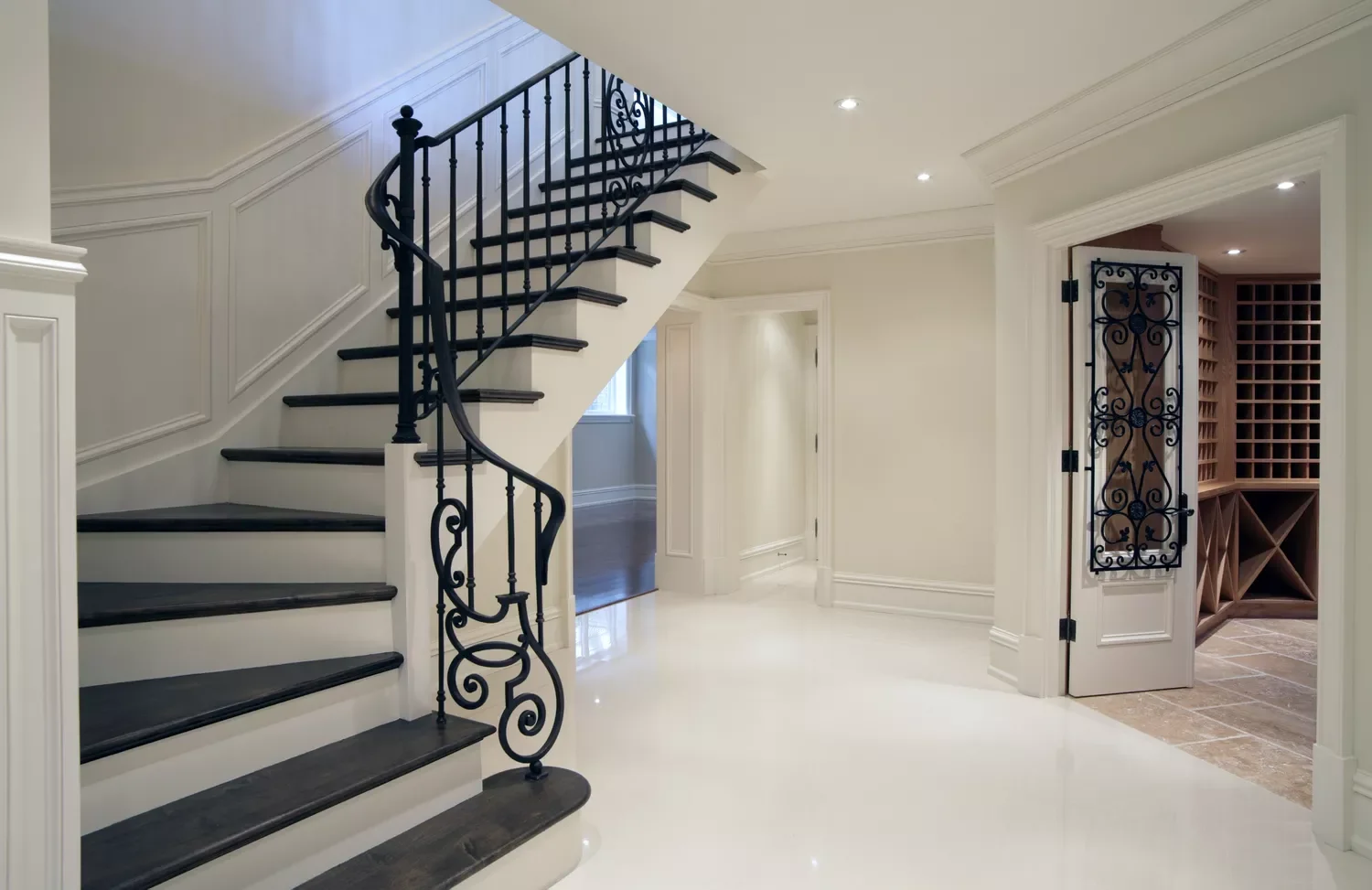 15 Creative Basement Stairway Ideas to Completely Transform Your Lower Level 2 Invest in Ornate Railings