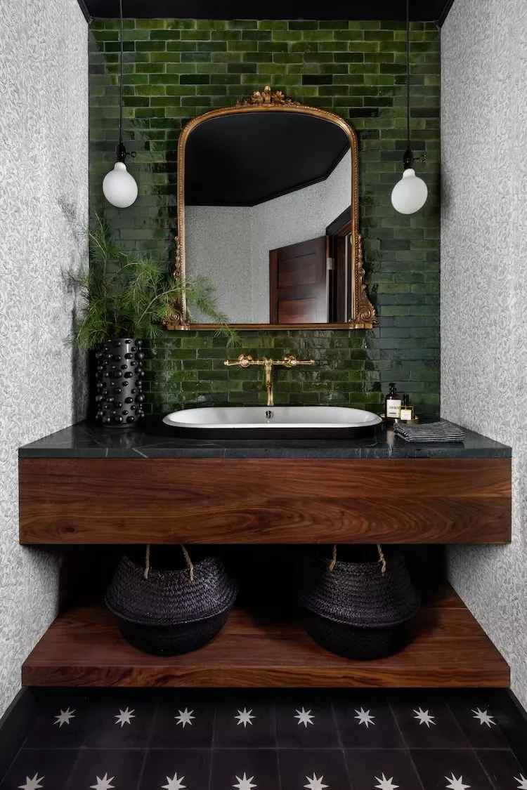 44 Bathroom Accent Wall Ideas That Completely Transform Jewel-Toned Tile