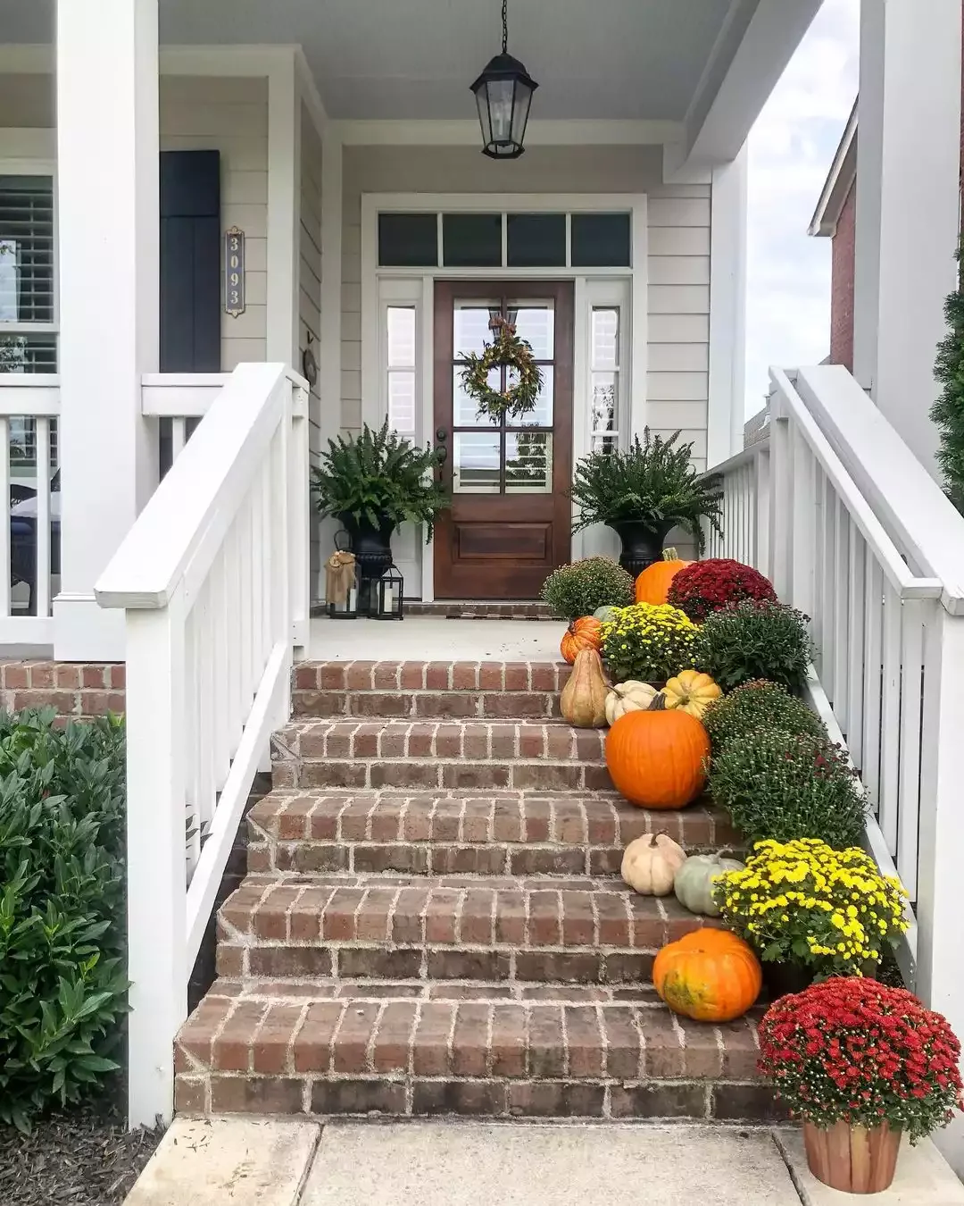 52 Autumn Front Porch Ideas That Will Transform Your Home's Entrance This Fall 32 Just Line One Side Of Your Steps