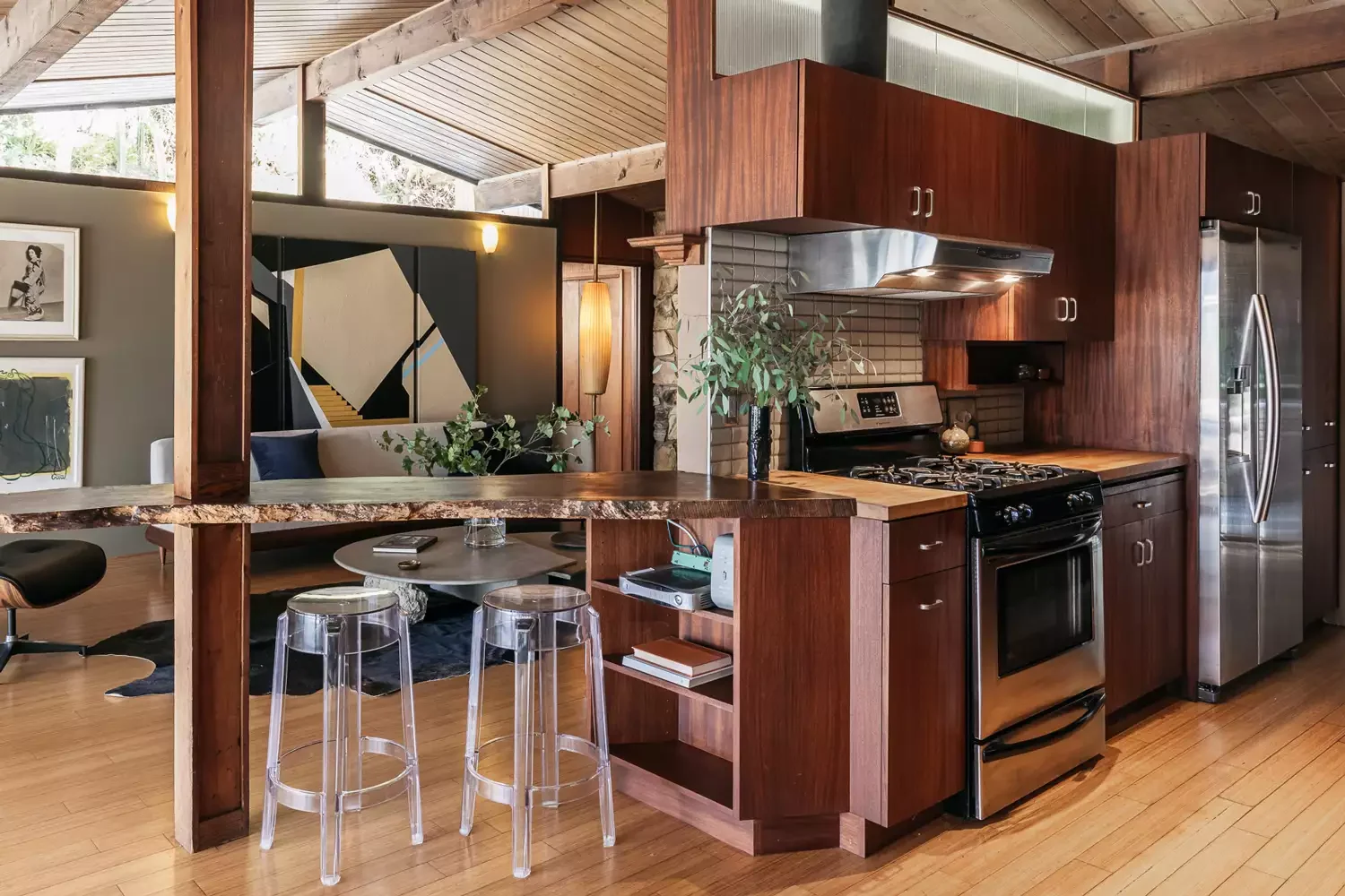 43 Stunning Midcentury Modern Kitchen Ideas to Transform Your Space 11 Keep Beams Exposed