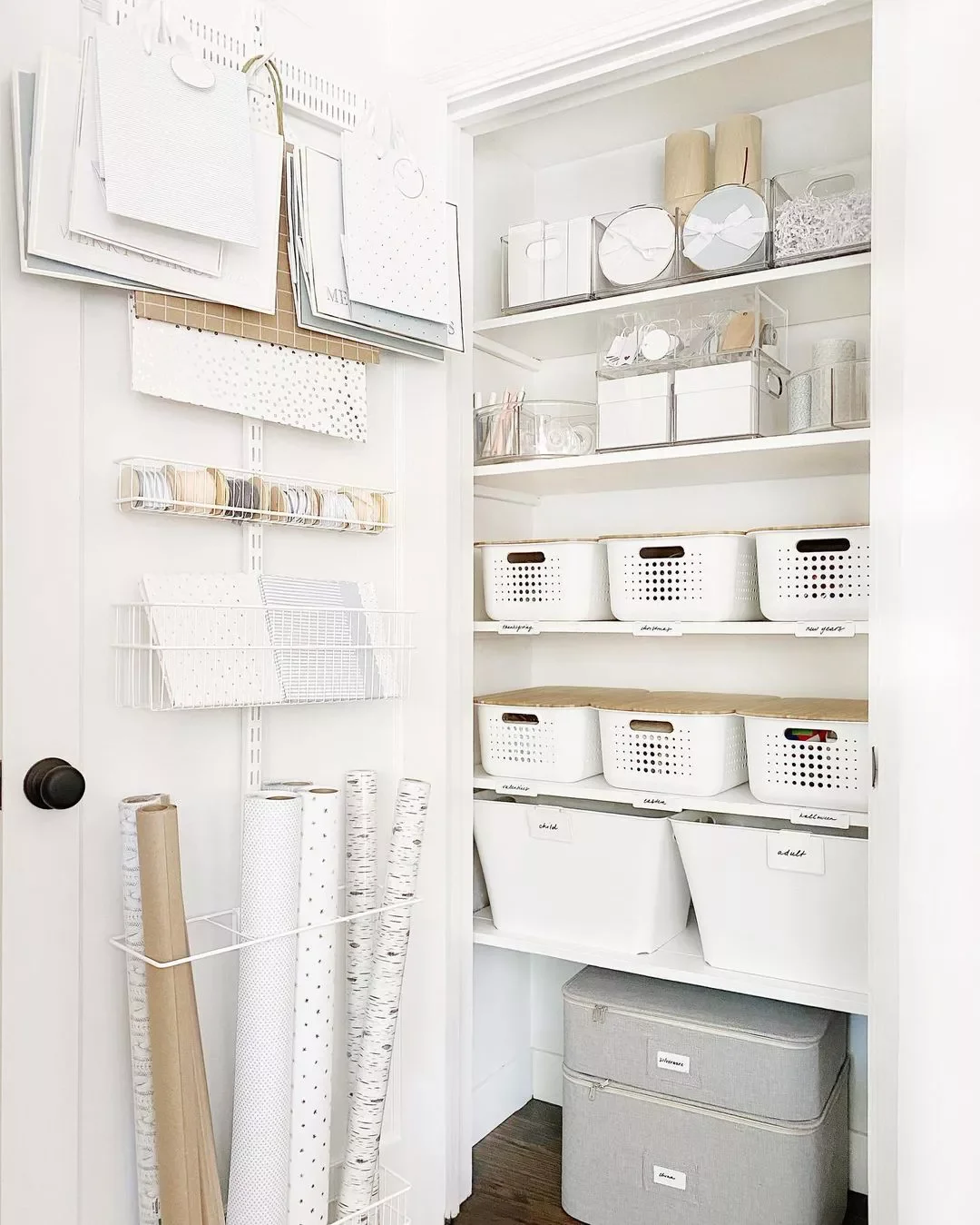 32 Brilliant Small Closet Organization Ideas That Actually Work Keep Gift Wrap Organized