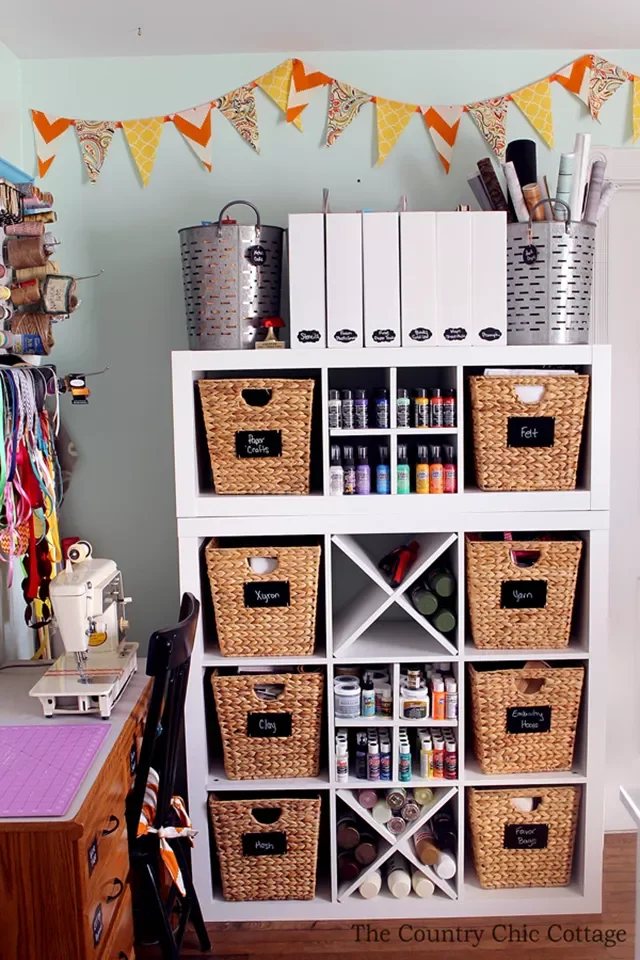 15 Brilliant Ways to Organize Your Craft Room Like a Pro Label Wicker Baskets for Craft Storage
