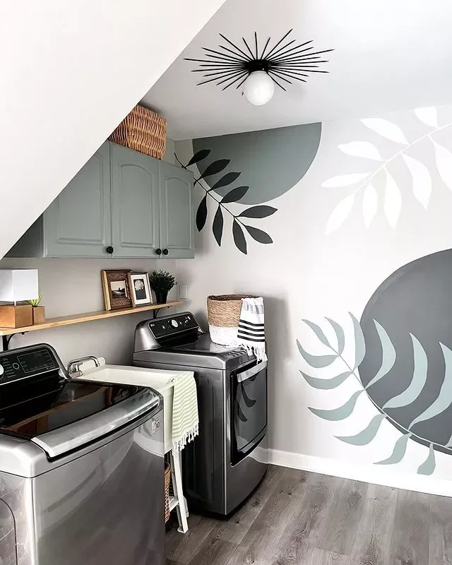 29 Creative Wall Mural Ideas That Will Transform Your Home 13 Laundry Room Leaf Decal Mural