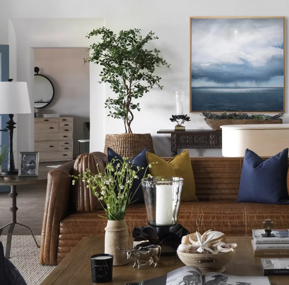 30 Stunning Dark Brown Sofa Living Room Ideas You'll Love 23 Lay Down a Jute Rug