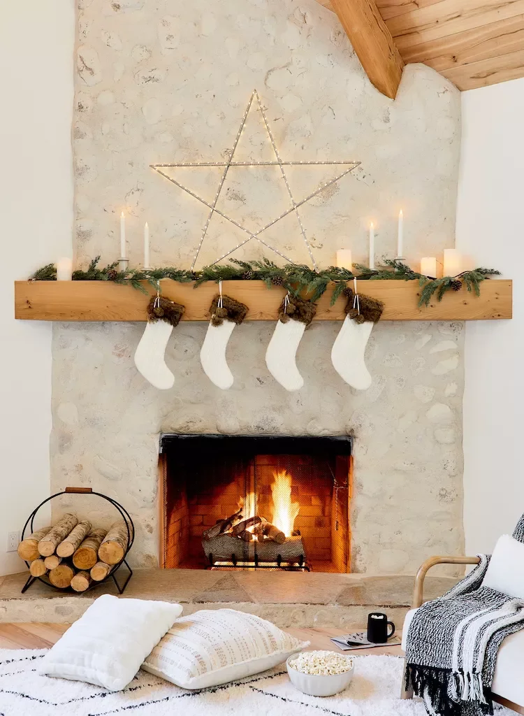 56 Magical Christmas Mantel Decorating Ideas to Transform Your Holiday Home 4 Layer Christmas Lights