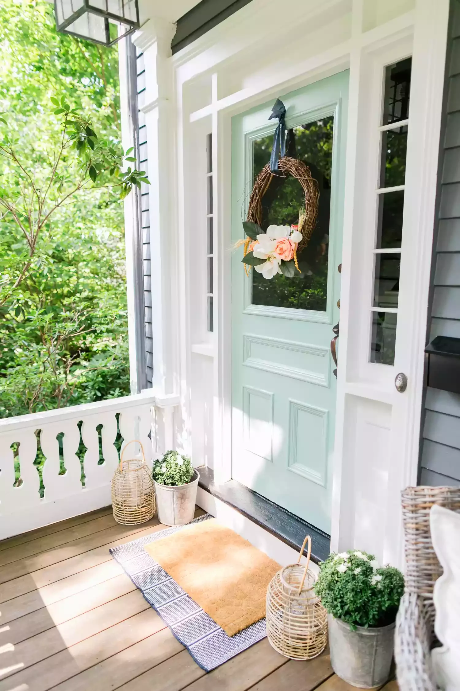 38 Charming Farmhouse Porch Ideas That Create the Perfect Welcome 8 Layer Door Mats