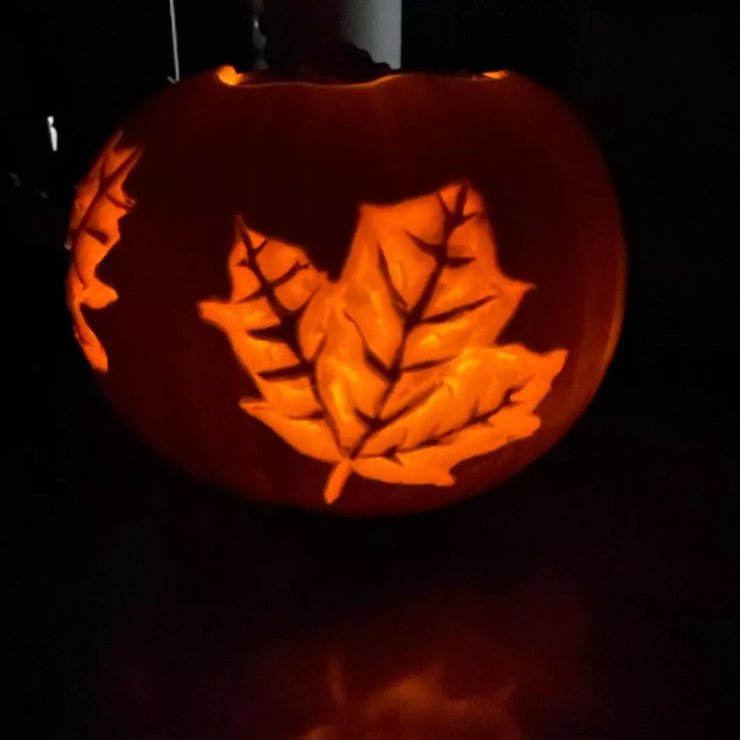 77 Creative Pumpkin Carving Ideas That'll Transform Your Fall Decorating Game 49 Leaf Pumpkin