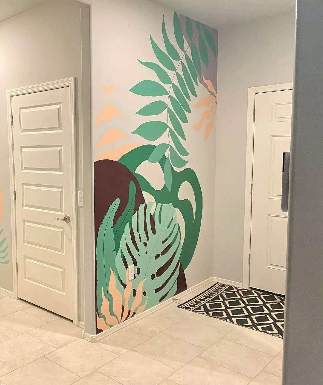 29 Creative Wall Mural Ideas That Will Transform Your Home 5 Leafy Entryway Mural