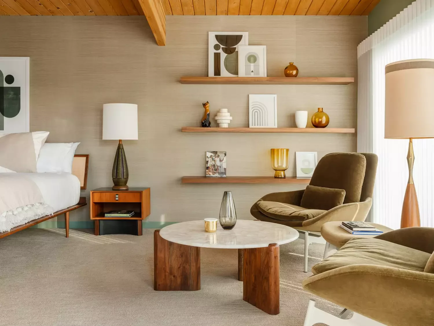 32 Creative Ways to Style Your Bedroom Walls 12 Lean Art on Shelves